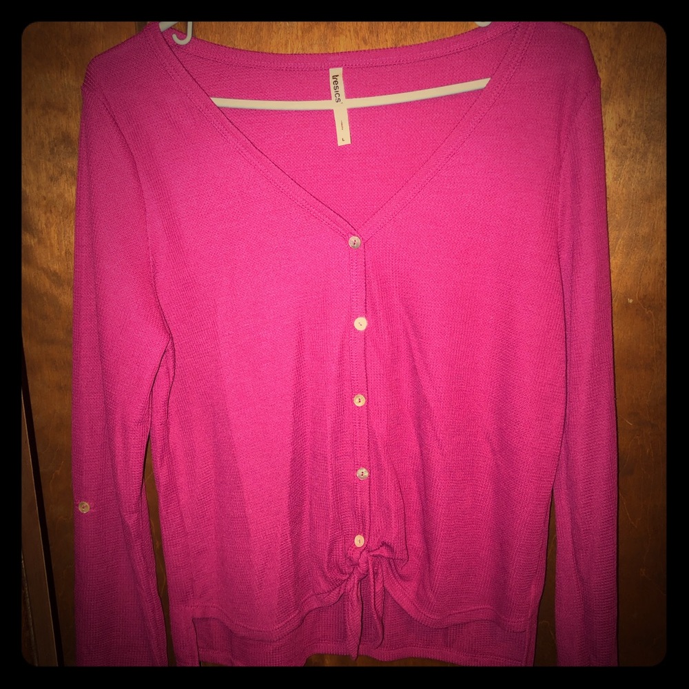 Tresics size large L/S or 3/4 Dark Pink Top